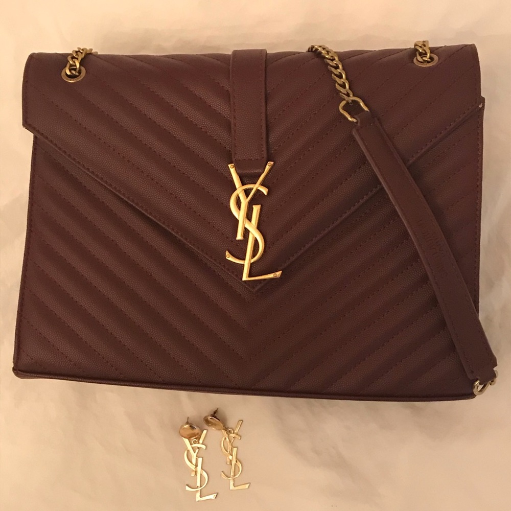 YSL large envelope bag & earrings set